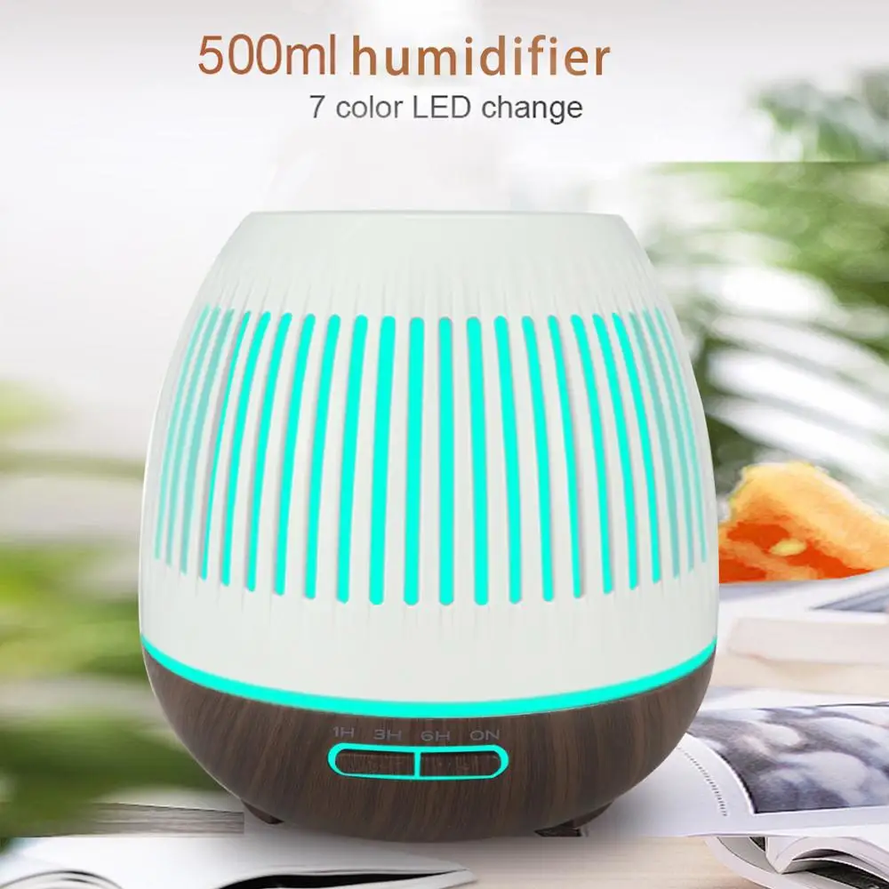 

400ml Wood Grain Aroma Essential Oil Diffuser Aromatherapy Ultrasonic Air Humidifier for Rooms Home Spa Living Bedroom
