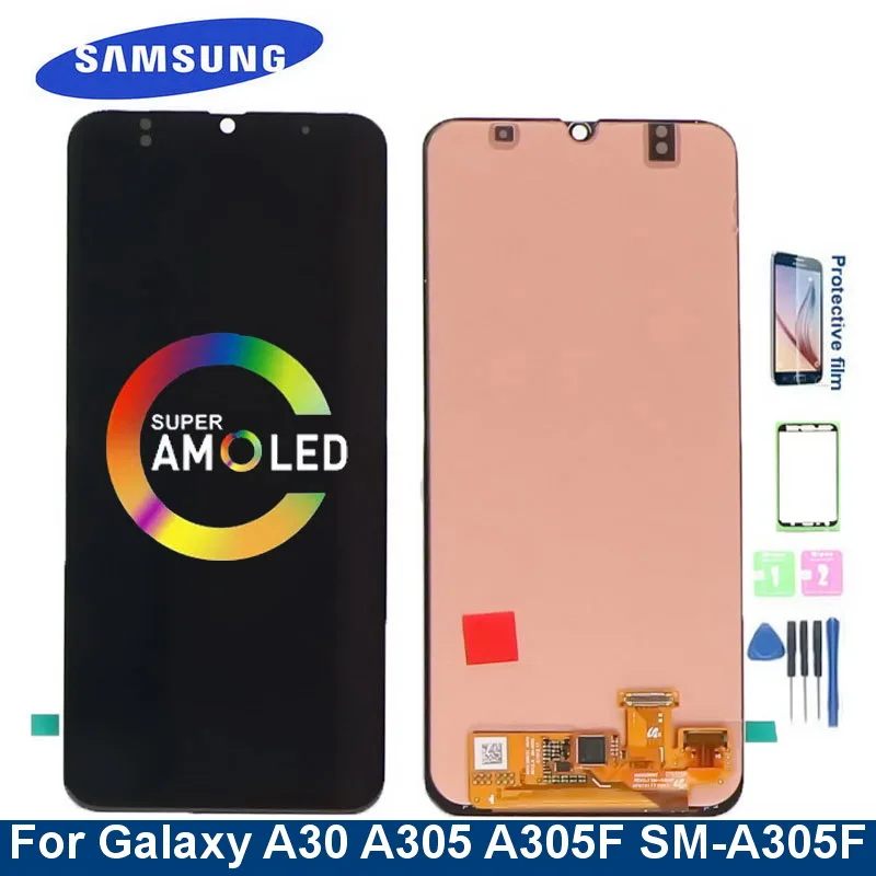 Оригинальный 6 4 '&#x27A305 AMOLED LCD для SAMSUNG Galaxy A30 SM-A305F/DS A305F A305FD A305A ЖК-дисплей