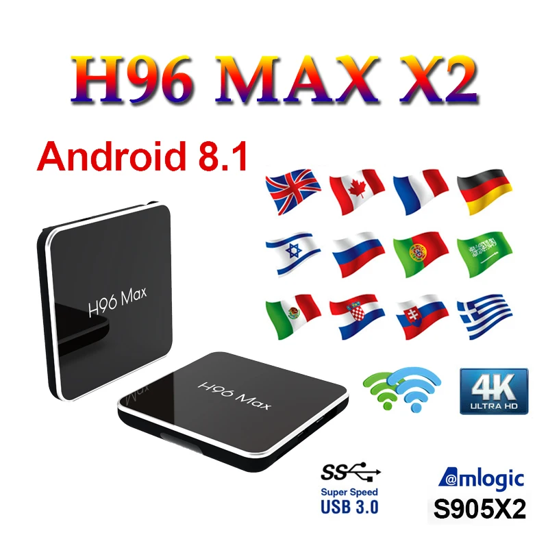 

TV Box brasil H96 MAX X2 android 8.1 tv set top box Amlogic S905X2 Bluetooth USB 3.0 4K h96 max 4GB/32GB 64GB tv boxing