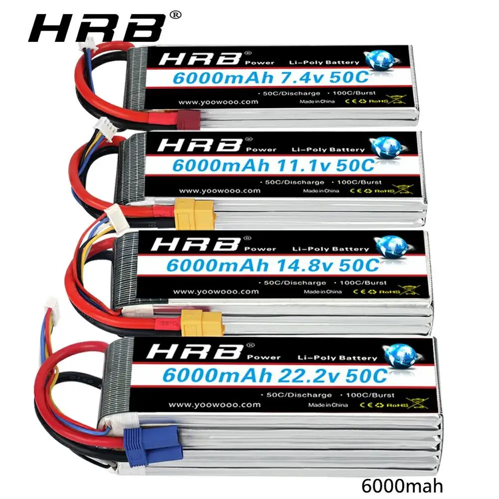 Аккумулятор HRB 14 8 в 6000 мАч 3s 6S 50C с Т-образным разъемом разъем EC5 для 1/12 1/10 RC car truck