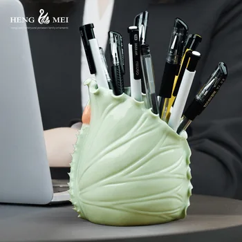 

Fresh lotus leaf small vase pen holder fashion home decoration personality creative home decoration desk bookcase decoration
