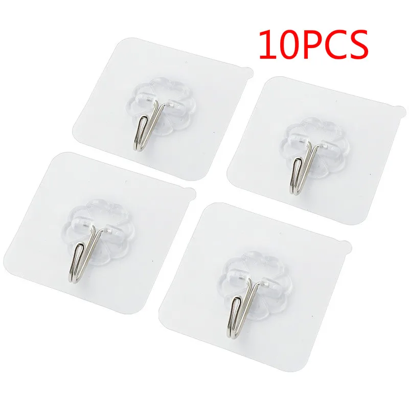 10PCS Hook Strong Transparent Suction Wall Sucker Hanger Waterproof Adhesive Heavy Load Rack Stainless Steel Hook cintre cabide