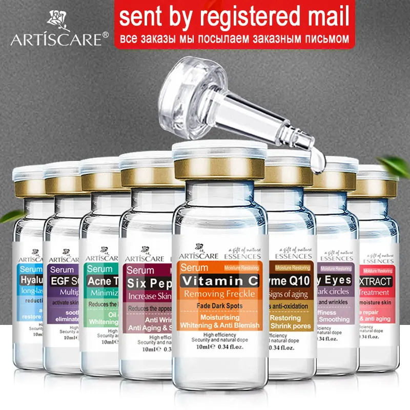 ARTISCARE suero para la cara de blanqueamiento anti caracoles 8 unids/lote ácido hialurónico esencia vitamina c suero facial acné tratamiento para el cuidado de la piel