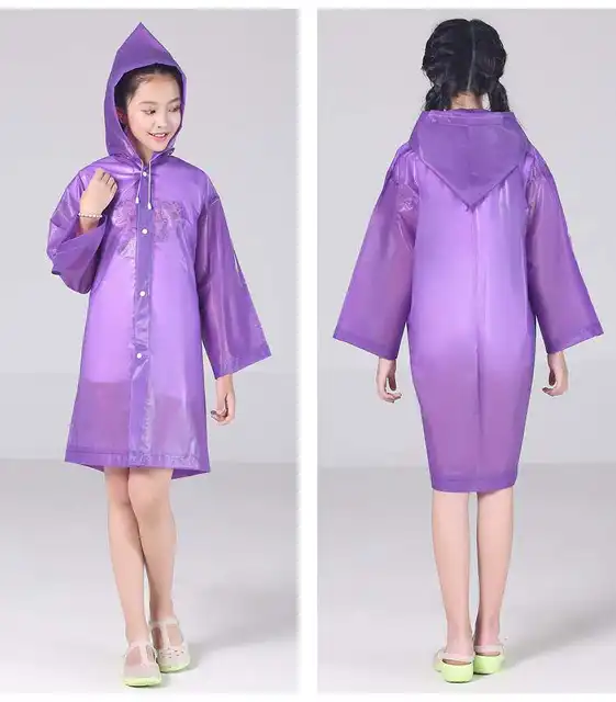 1 Item Cute Dinosaur Polyester Baby Raincoat Outdoor Waterproof Rain Coat Children Impermeable Poncho Boy Girl Rain Jacket Gift purple