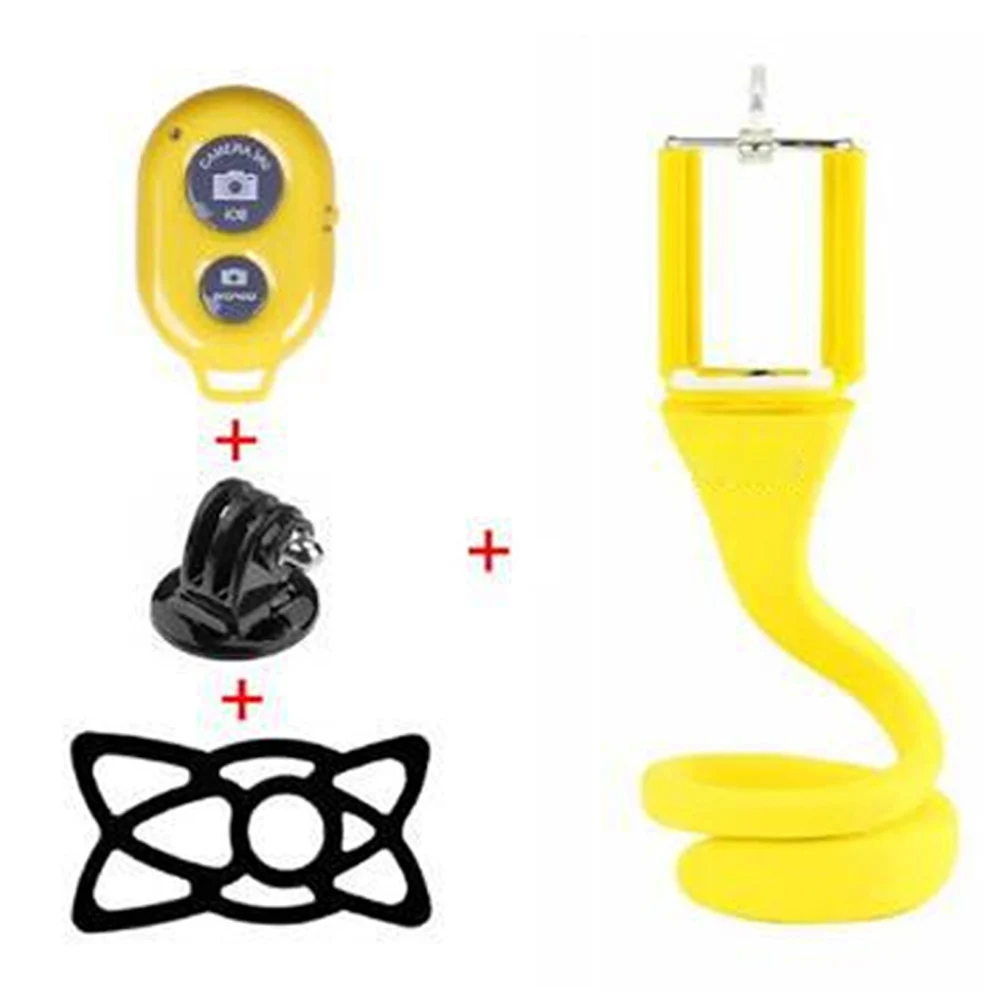 yellow Gosear гибкий Bluetooth держатель камеры телефона селфи палка монопод штатив крепление Стенд велосипедный кронштейн с пультом дистанционного управления - Цвет: yellow