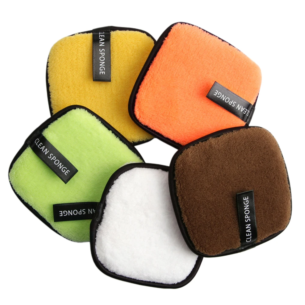 

5pcs Wipe Soft Reusable Pads Facial Wash Cleansing Powder Puff Sponge Washable Make Up Remover Cotton Blended Practical Square