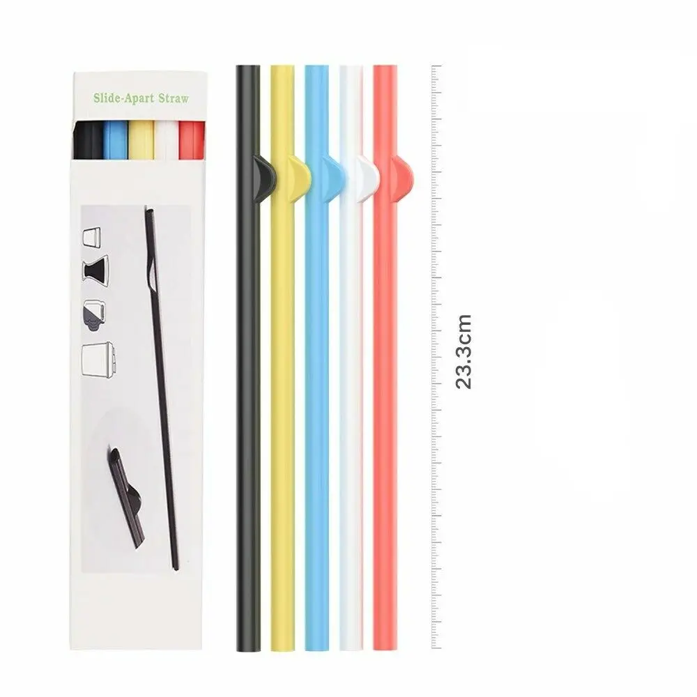 5Pcs Reusable Colorful Straws Eco-friendly ABS Plastic Drinking Straws Slide-apart Detachable Easy-Clean Straw