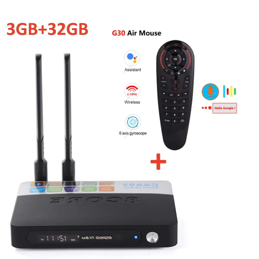 CSA93, приставка Android Tv Box Amlogic S912 Восьмиядерный 64-разрядный процессор 2 Гб оперативной памяти, 16 Гб встроенной памяти, 2,4G/5,8G двойной WI-FI LAN 1000 м Bluetooth4.0 4k HD H.265 Декодер каналов кабельного телевидения - Цвет: 3GB 32GB add G30