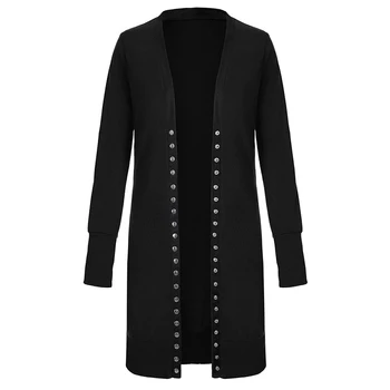 

Autumn Casual Knitted Female Coats Long Sleeve Button Women Cardigan Slim Long Coat Women WindCoat