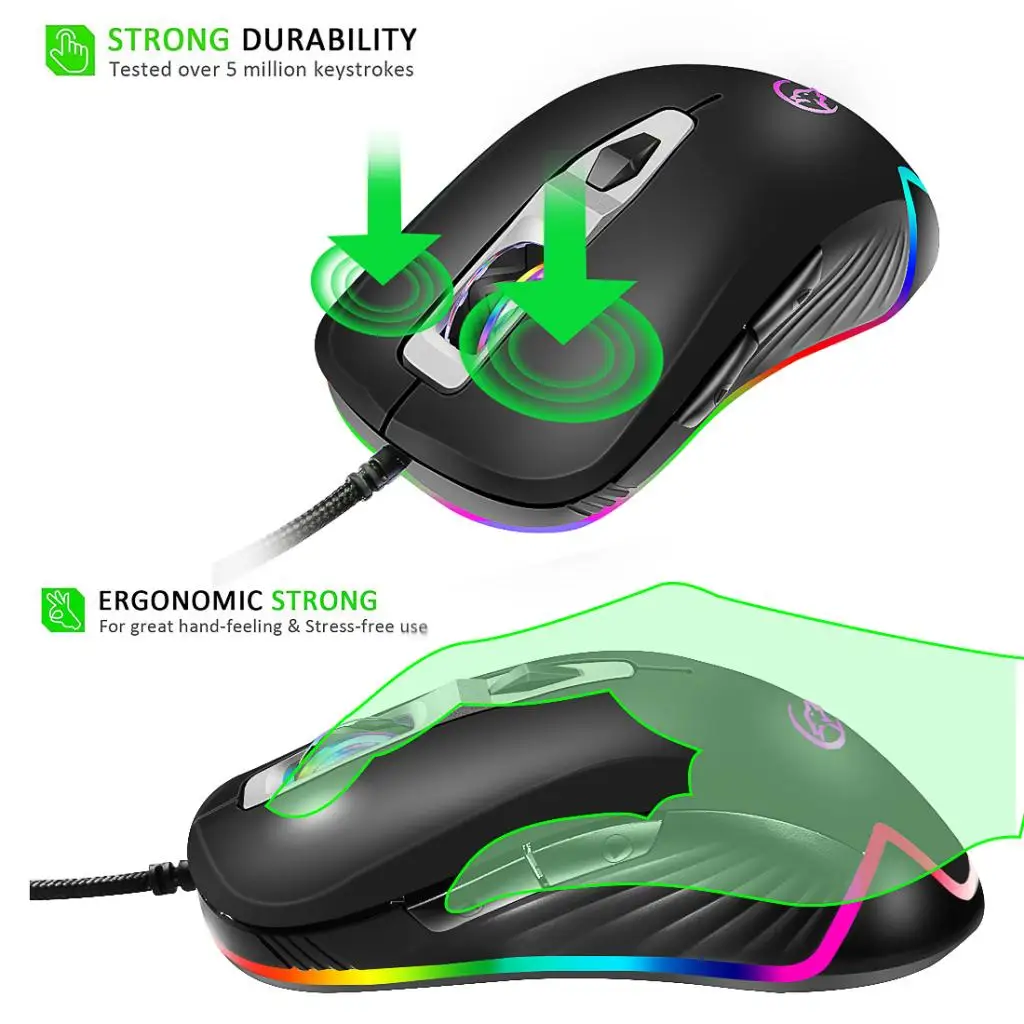 USB Wired RGB Gaming Mouse 7 Buttons 7200 DPI Adjustable Optical Gaming Mouse Ergonomic Mouse For PC Laptop Computer Desktop