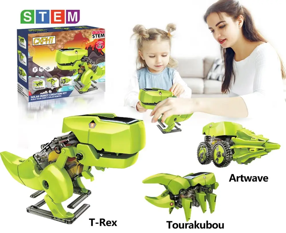 ASPPOPO STEM juguetes educativos, energía Solar Robot 3 en 1 DIY dinosaurios ciencia Kits para niños regalos