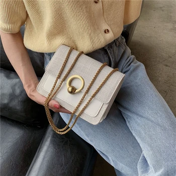 

Fashion bags for women 2020 linen square women's chain Shoulder Messenger Bag crossbody bags for women purses and handbags