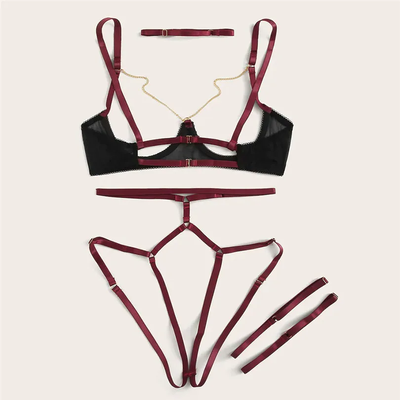 Комплект нижнего белья: бюстгальтер+ подвязка+ трусы, Babydoll, с ...