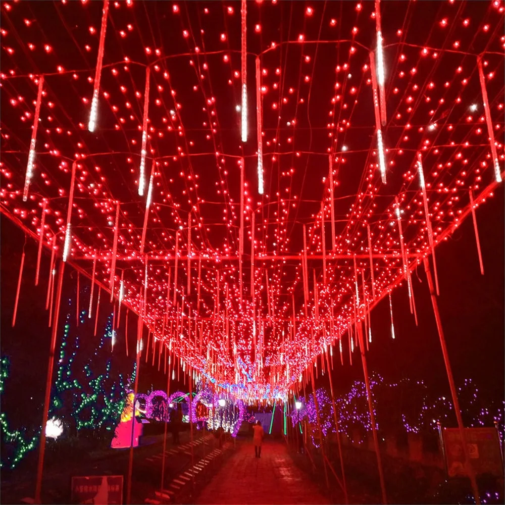 Red AU PLUG Multi-color Strip Lights Meteor Shower Rain Tubes LED String Christmas Lights Wedding Garden Holiday Decorate Waterproof Light - Испускаемый цвет: Red AU PLUG