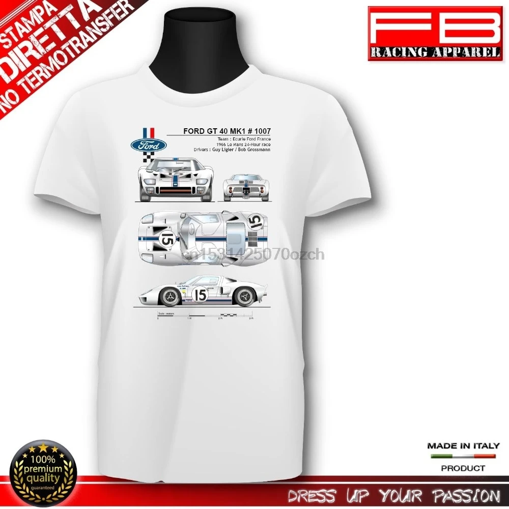 T-Shirt GT 40 MK1 1966 Muscle Car 24 Hour Race Le Mans Ligier Top Quality 2020 Newest Men'S Funny Streetwear Tees T Shirts | Мужская