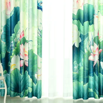 

Curtains Polyester Fabric Pastoral Polyester Digital Printing Bedroom Living Room Blackout Drapes/Curtains
