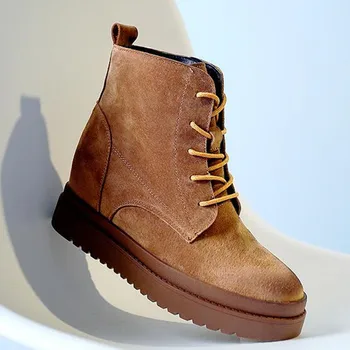 

LZJ 2020 New Boots Women New Ankle Boots Suede Women Boots Martin Boots Version Women Shoes Increased Short Boots Martin Boots