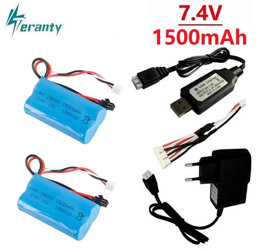 SM Plug) 7,4 V 1500mAh батарея+ зарядное устройство для YDI U12A Syma S033g Q1 TK H101 18650 7,4 V lipo батарея Rc игрушки лодка автомобиль Дрон запчасти