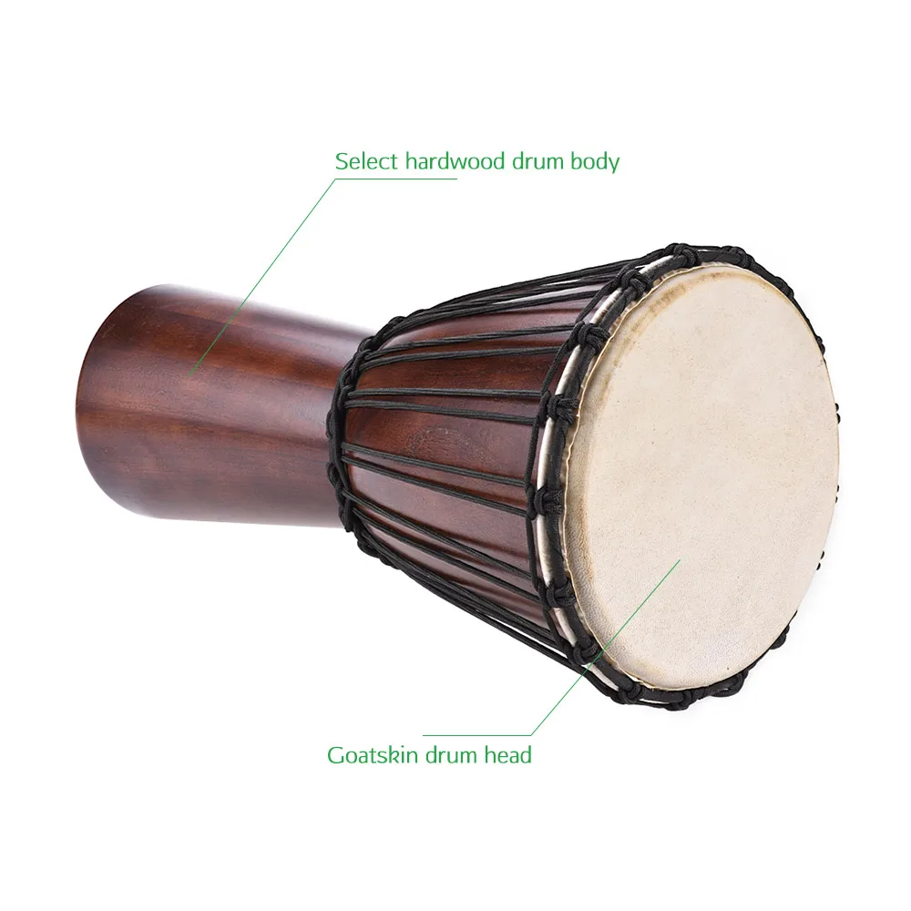 Профессиональный 1" Африканский Djembe рука Bongo барабан ударный музыкальный инструмент выбор твердой кожи тела голова козьей кожи