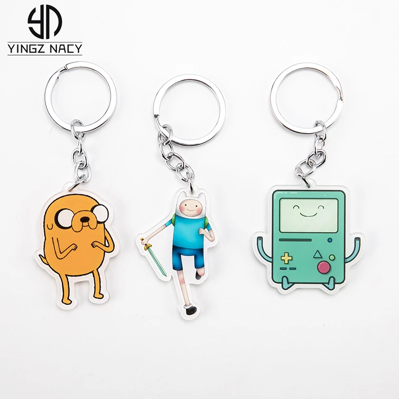 アニメアドベンチャータイム冒険時間フィンとジェイク Beemo Bmo かわいい漫画アクリル動物キーチェーン子供のための女性 キーホルダー Aliexpress