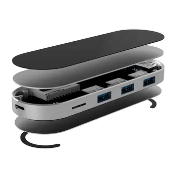 

7-in-1 Type-C Hub USB3.0 Adapter with 3 USB3.0, SD/TF/CF Card Reader, for MacBook and More