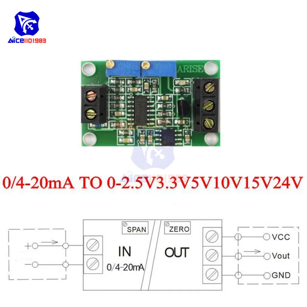 Buy diymore Current to Voltage 4-20mA to 0-2.5V Converter Module DC 7 -3.3V 5V 10V 15V 24V 30V Transmitter Module