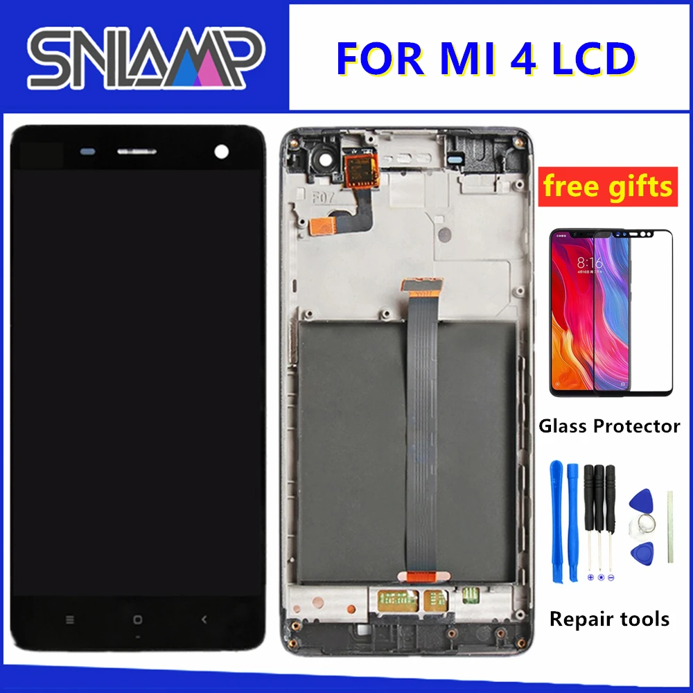 

Display For Xiaomi Mi4 LCD Touch Screen Digitizer with Frame Original Replacement Black White 5.0 inch For Xiaomi Mi 4 Display