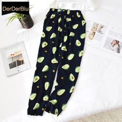 Autumn Printing Sleep pants Loose Plus Size Pajama Pants 100% Knitted Cotton Women's Sleep Bottoms Home Pants Ladies Trousers