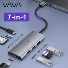 

VAVA 7-in-1 USB-C Hub 3 USB 3.0 4K USB C to HDMI 100W PD Charging For MacBook Pro Dock Station Splitter