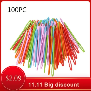 

100pcs Multicolor Manual DIY Plastic Sewing Needles 7cm Large Eye Sew Needle Children Embroidery Tapestry Craft Accessories