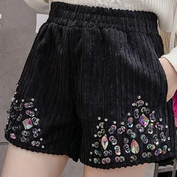 

Personalized women's color nail bead large Sequin wide leg pants loose large hot pants women trousers winter