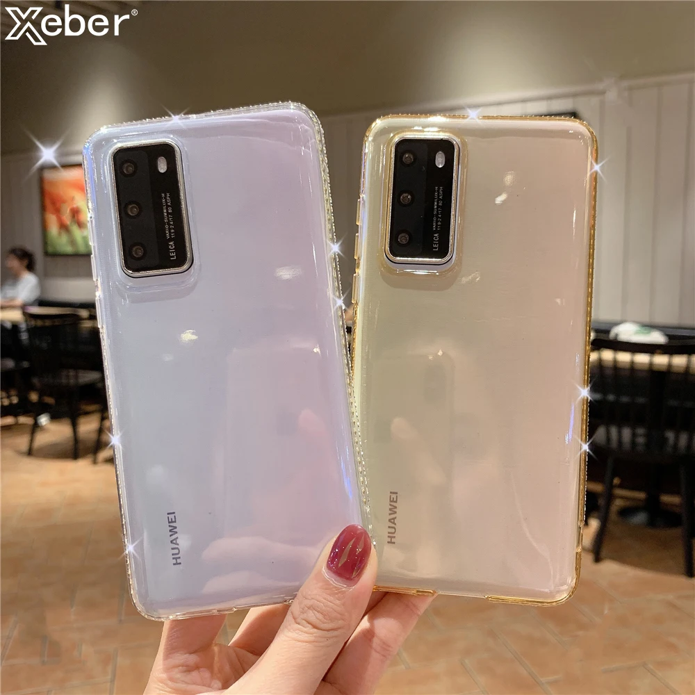Rhinestone Clear Soft Phone Case For Huawei P40 P20 P30 P9 P8 Mate 20 10 Lite P Smart Y9 Y6 2019 Nova 3 i 4 4E Honor 7A 8A 8X | Мобильные