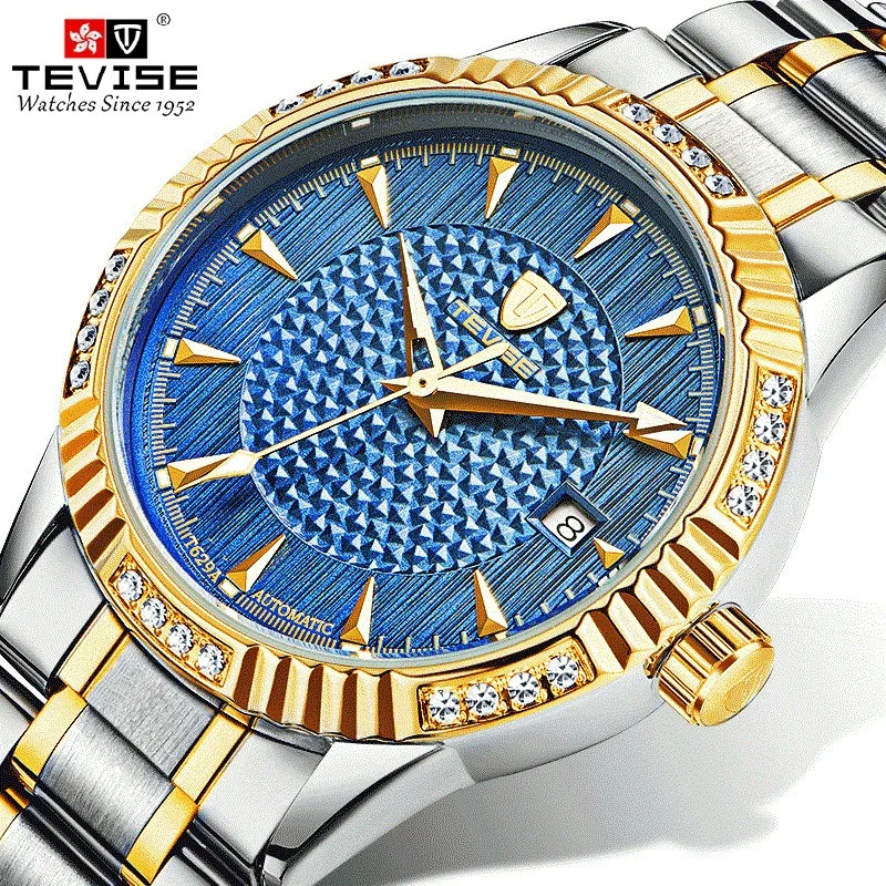

TEVISE Mechanical Watches Business Casual Mens Watch Diamond Waterproof Automatic Wristwatches Gift Box Relogio Masculino