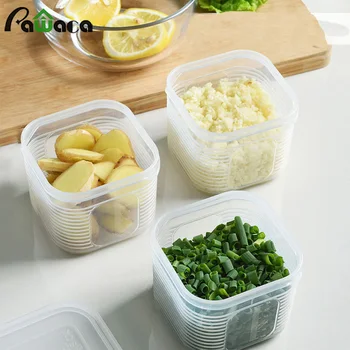 

1 Pcs Transparent Food Crisper 6-Grid Fresh-Keeping Box PP Fridge Drawer Case Kitchen Storage Organizer for Ginger Garlic Onion