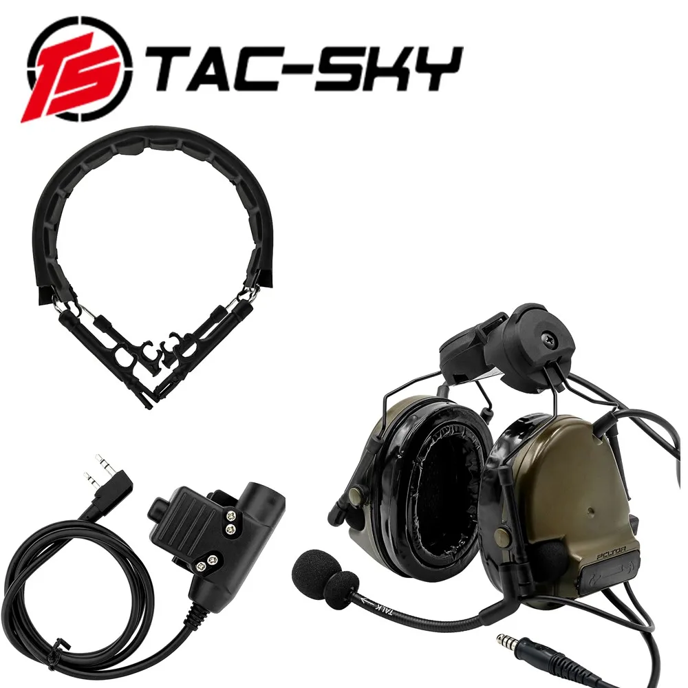 

TAC-SKY COMTAC III helmet bracket silicone earmuffs headset with PTT U94 PTT and tactical headset replacement headband headband