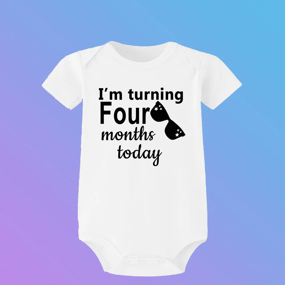 월간 마일스톤  성장 바디 슈트 Cool Boy 1-12 개월 원피스 베이비 샤워 선물 월 사진 월간 점프 슈트 옷