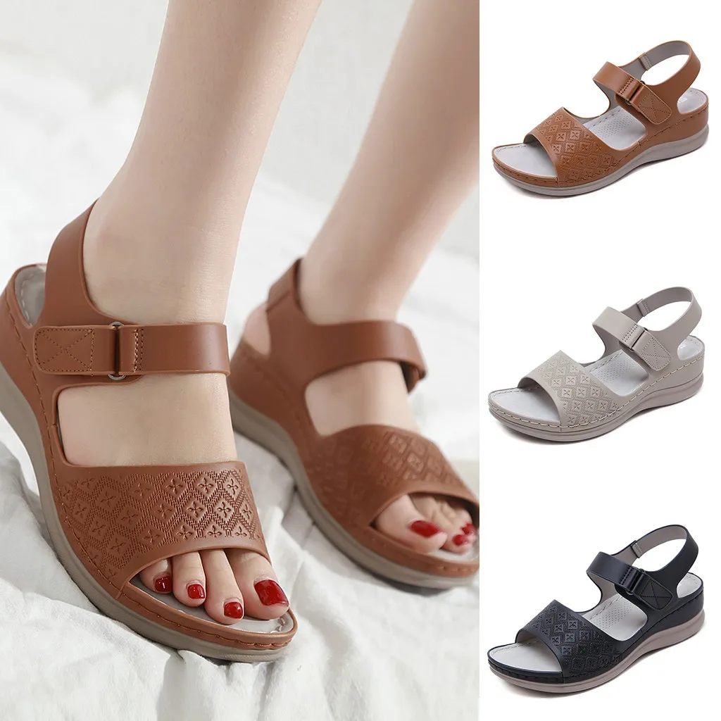 

Roman Style Sandal Flat Pu Leather Shoes Open Toe Summer Sandal Women's Sewing Soft Beach Sandals Outdoor Vacation Casual Shoes