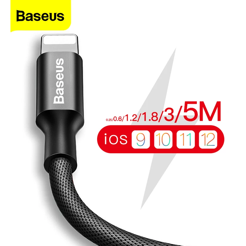 

Baseus USB Cable For iPhone Xs Max XR X 8 7 6 6s 5 5s 5C SE iPad Fast Data Charging Charger USB Wire Cord Mobile Phone Cables