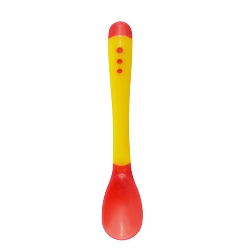 Yellow spoon Набор детской посуды для детского сада, набор детской посуды с датчиком температуры, ложка на присоске, миска, ложка, вилка - Цвет: Yellow spoon