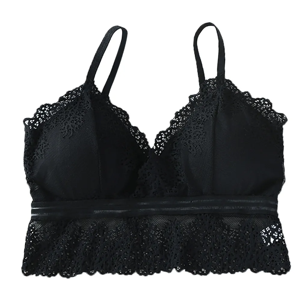 Бюстгальтер женский Bralette нижнее белье однотонные бюстгальтеры для женщин Лето глубокий v-образный вырез сексуальный кружевной без бретелек невидимый бюстгальтер soutien gorge femme - Color: Black