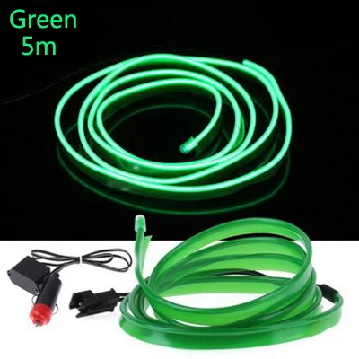 Green-5m Автомобильная светодиодная лента, Декоративная гирлянда, провод, веревка, Трубная линия, неоновый светильник для Toyota Corolla Camry Avensis Yaris Hilux Prius Land Cruiser - Испускаемый цвет: Green-5m