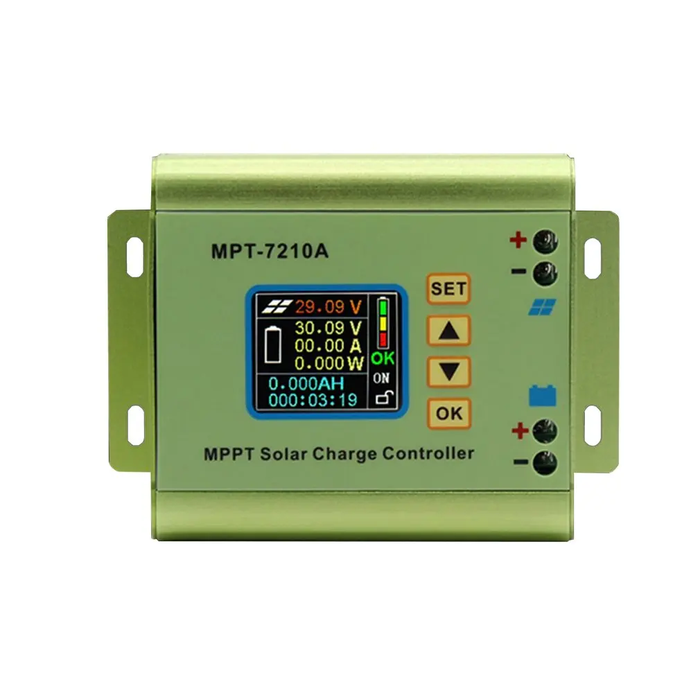 MPT-7210A Цвет ЖК-дисплей Дисплей со слежением за максимальной точкой мощности, Панели солнечные контроллер заряда 24/36/48/60/72V повышающий Солнечный Батарея контроллеры