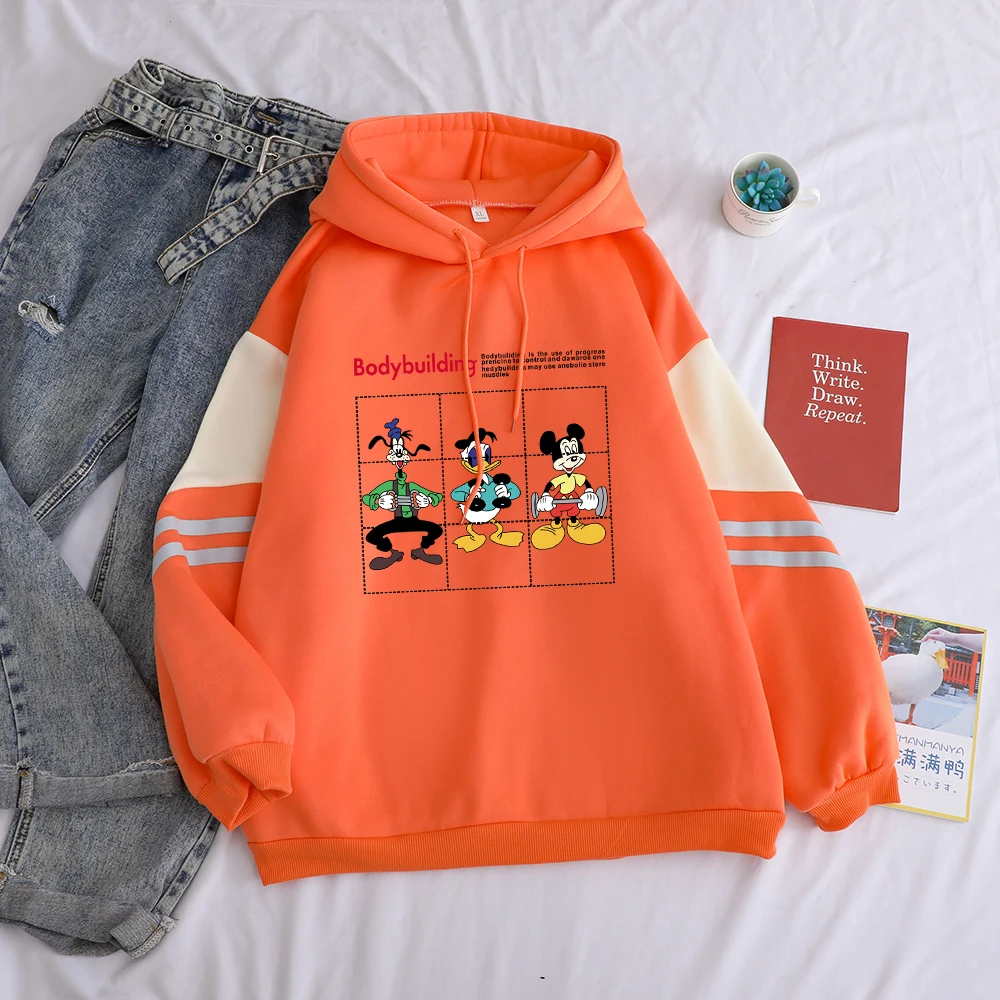Orange Милые толстовки Gaofei doal Duck And Mikey, зимние толстовки в Корейском стиле в стиле хип-хоп, забавные повседневные толстовки с принтом бодибилдинга, уличная одежда - Цвет: Orange