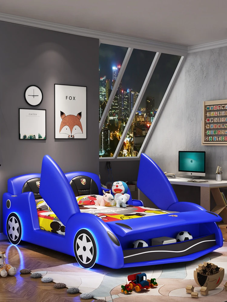 男の子と女の子のための創造的な車の形をした子供用ベッド 1 2 M カードパス フェンス付き 革製のプリンセスベッド 1 5m Beds Aliexpress