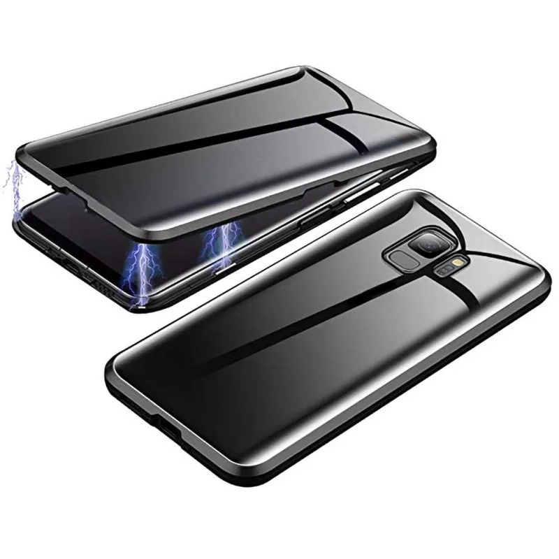 

Magnetic Phone Case Double Sided Anti Glare Toughened Tempered Glass Protector Cellphone Front Back Cover For Samsung S9/S9 Plus