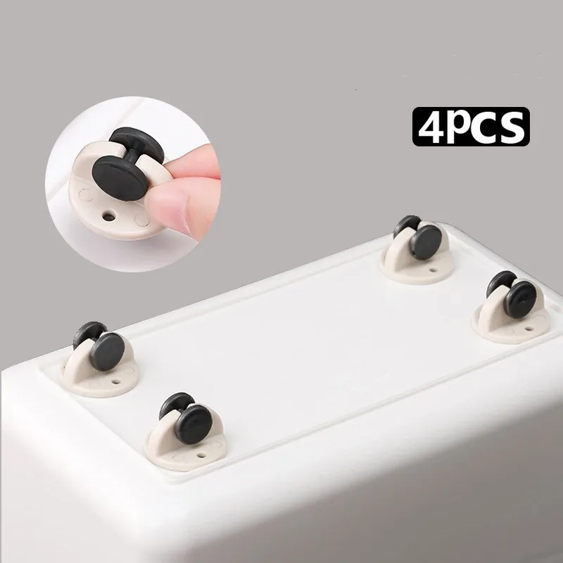 4pcs Adhesive Pulley Storage Box Trash Can Self-adhesive Home No Noise Scratches Wheels | Обустройство дома