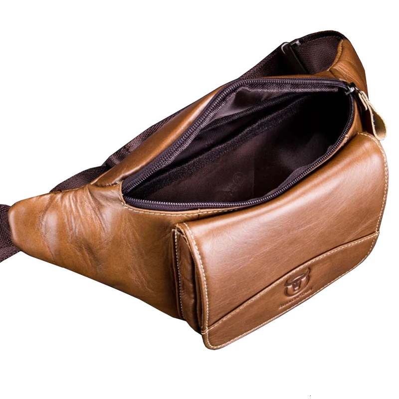BULL CAPTAIN Cowhide Leather Fanny Pack Messenger Bag Handbag Travel Pocket Men's Small Pocket Men's Bag Chest Sling Bag