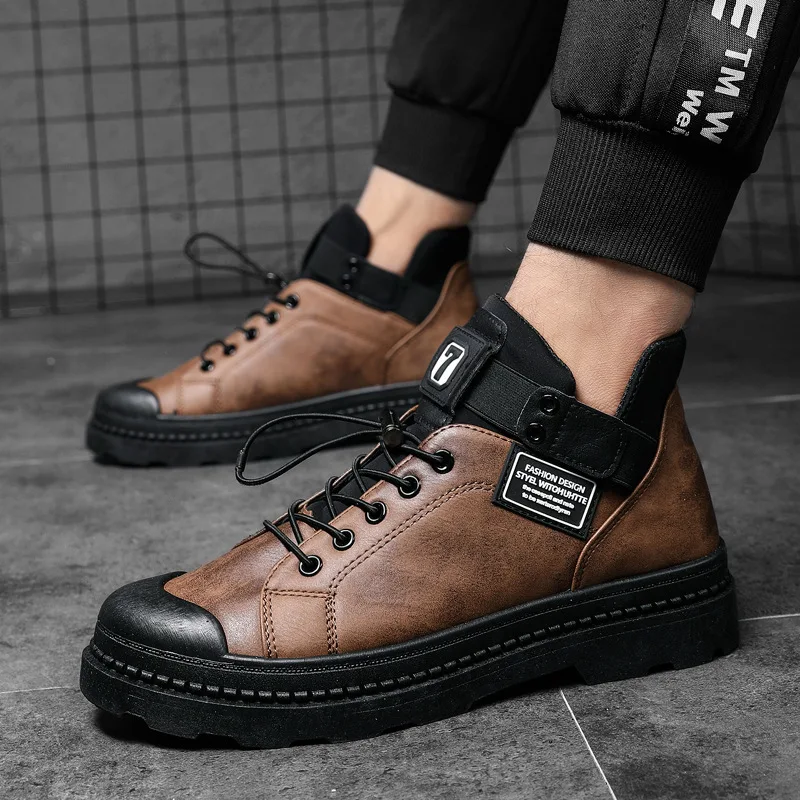 

MEN'S Casual Shoes 2019 Autumn And Winter New Style Hight-top Retro Martin Boots Trend of Fashion Simple-Style Outdoor Shoes Men