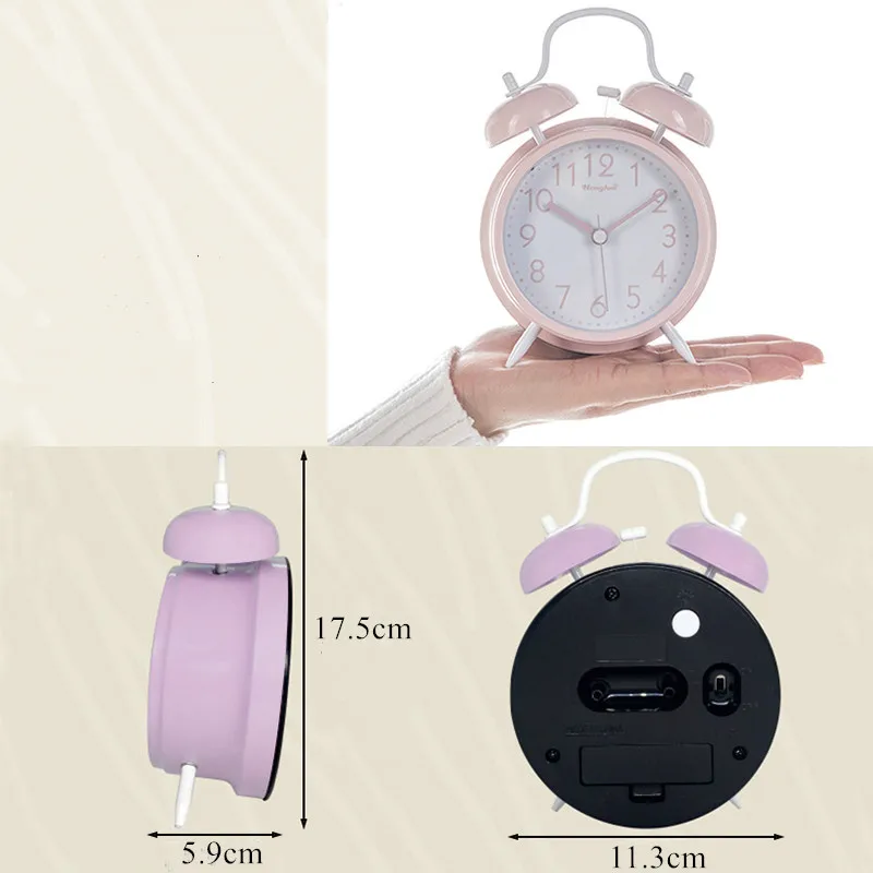 Nordic Candy Color Alarm Clock Office Table Luminous Quartz Clock Bedroom Bedside Night Light Silent Simple Fashion Alarm Clock