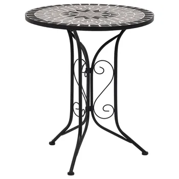 

Mosaic Bistro Table Grey 61cm Ceramic Home Garden Table European Style Outdoor Patio Bistro Table Courtyard Small Coffee Table